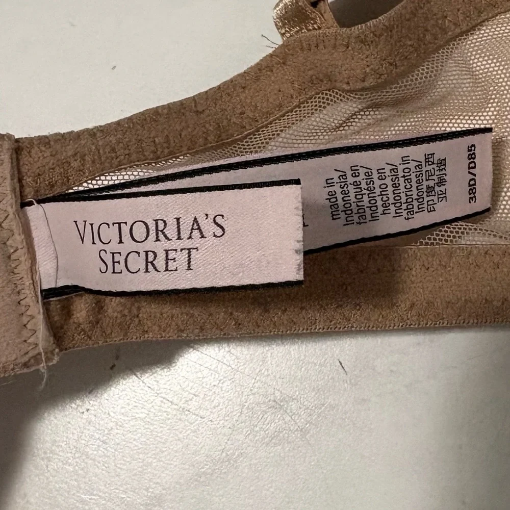 Victorias Secret‎ Size 38D Tan Lace Push Up Bra Neutral Classic Intimate